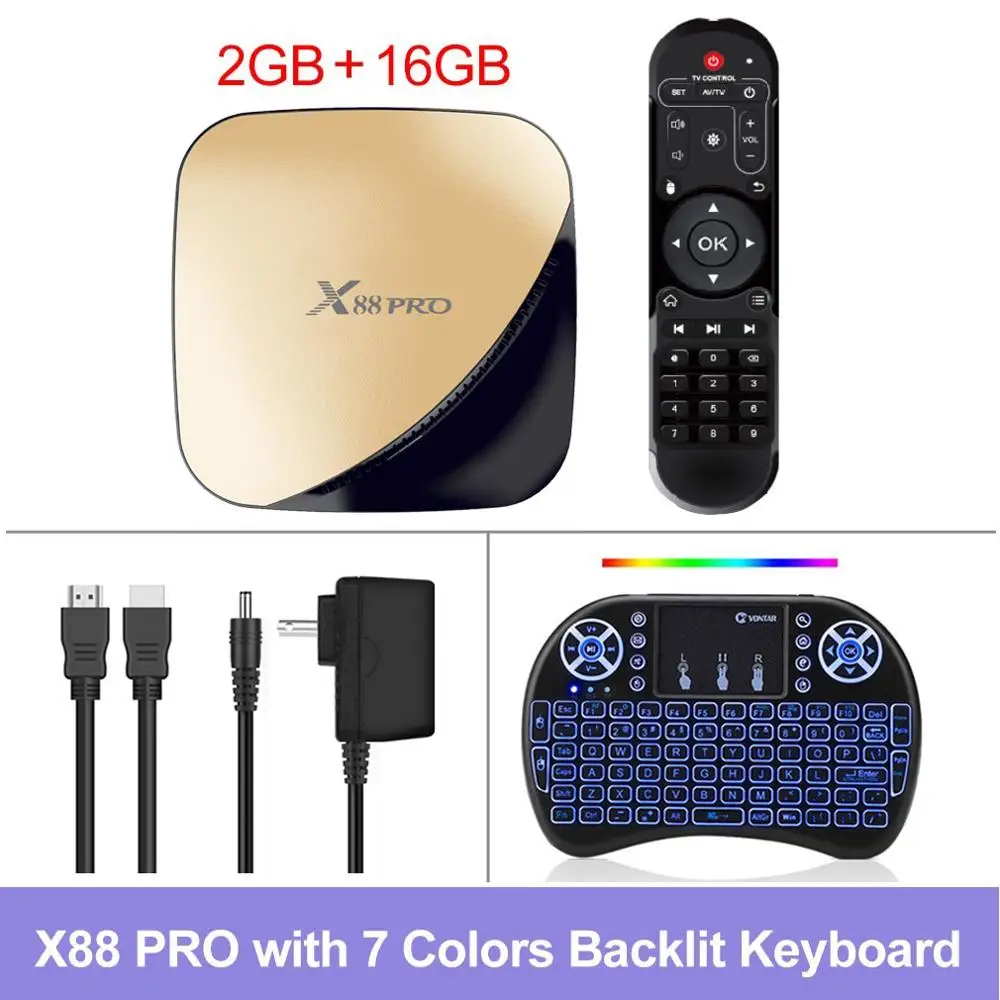 Android 9,0 ТВ приставка X88 PRO 4 Гб 64 Гб 32G RK3318 1080P 60fps H.265 USB3.0 Google Play Store Netflix Youtube 4K медиаплеер 2G 16G - Цвет: 2G16G backlit i8