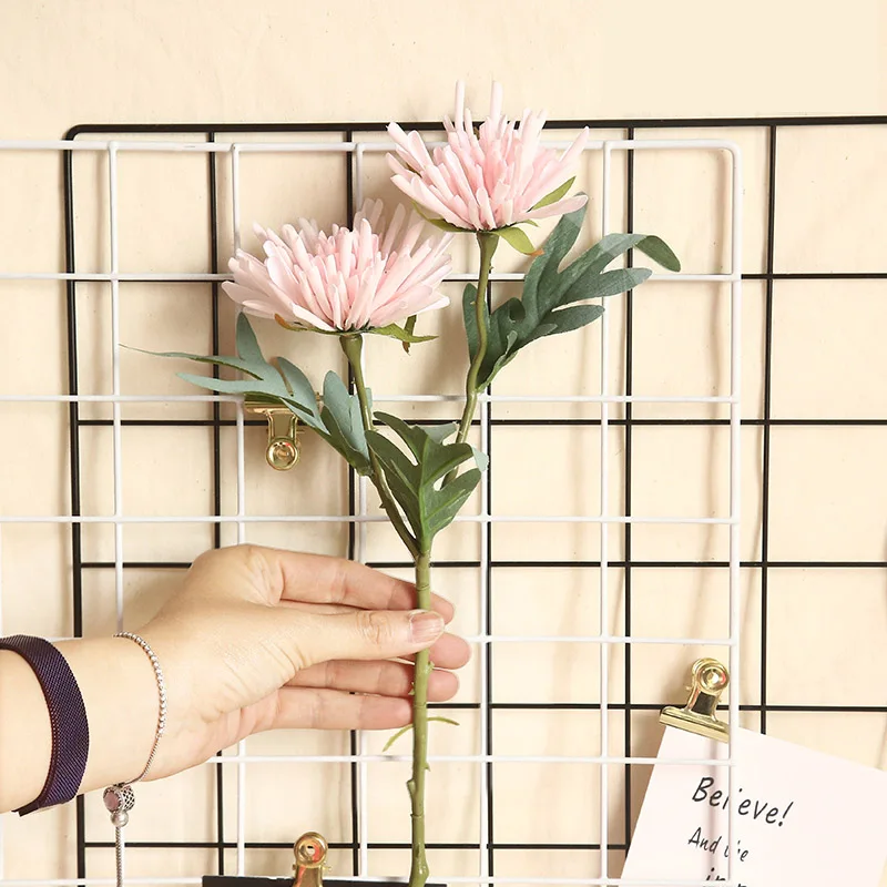 2 головки белый искусственная Хризантема цветы искусственные букет шелковых