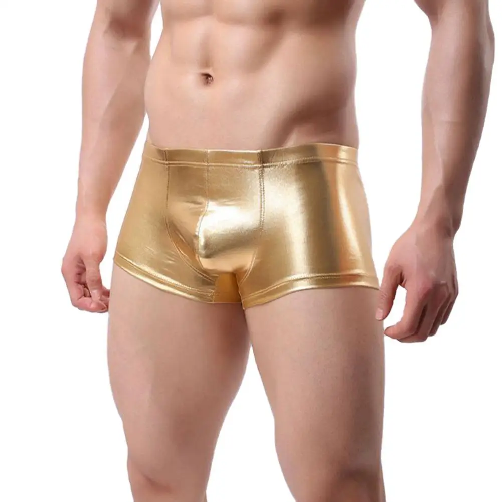 

Fashion Club Men Patent Leather Boxers U Convex Underwear Underpants Shorts