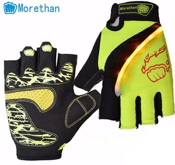 MT051Yellow Открытый спортивный гоночный инвентарь велосипедные перчатки Лето Половина пальца дышащий Лайкра велосипедные перчатки с светодиодный светильник - Цвет: MT051Yellow