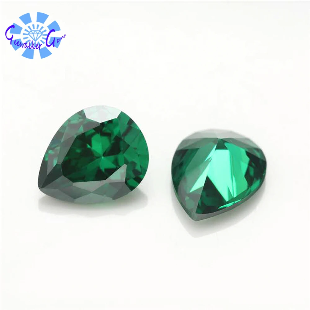 Высокое качество драгоценных камней AAA зеленый цвет в форме груши кубического
