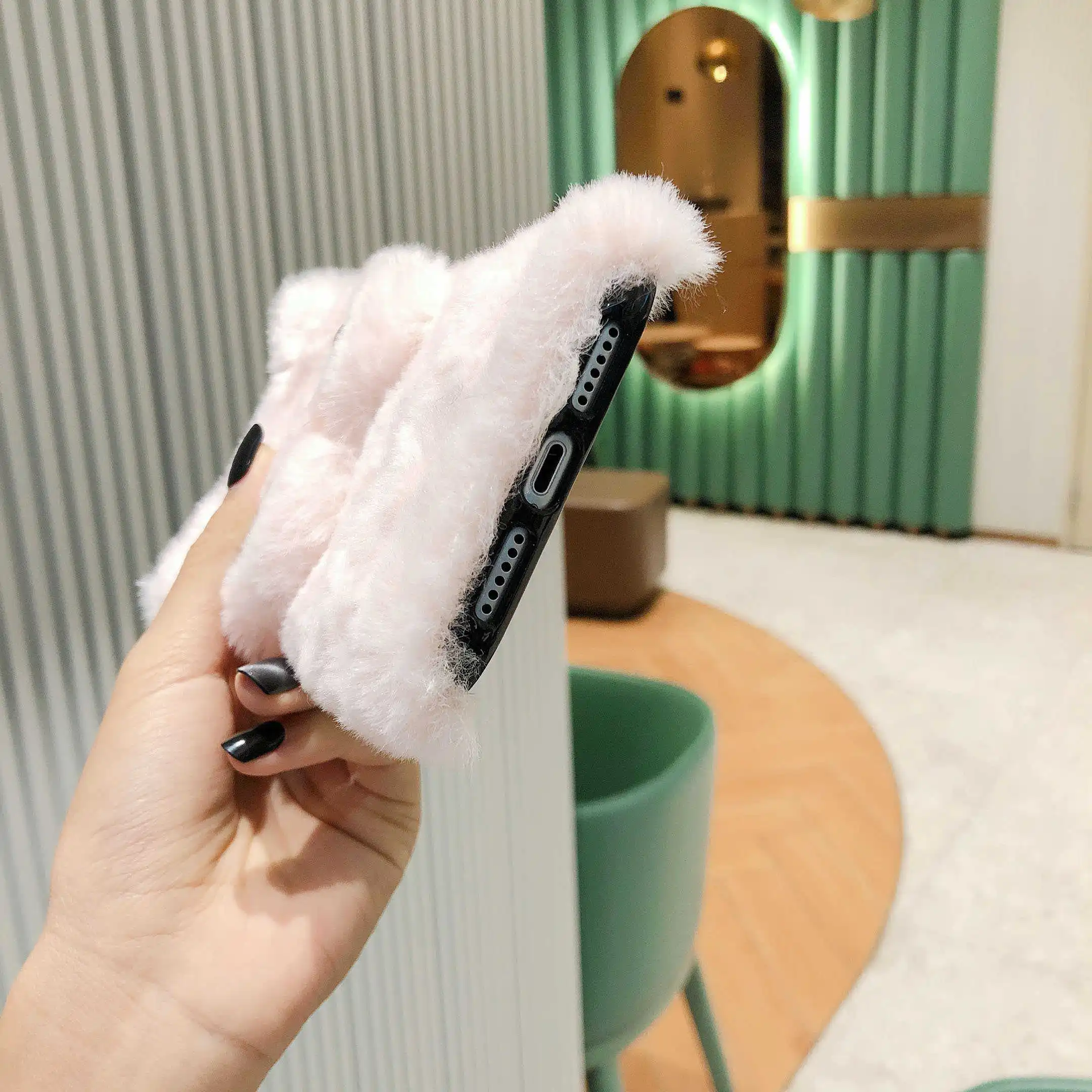 

Woolly Cute Rabbit Smooth Phone Case with stand For iPhone 12 mini 11 Pro Max X XS Max XR 7 8 Plus Camera Protective Soft Cover