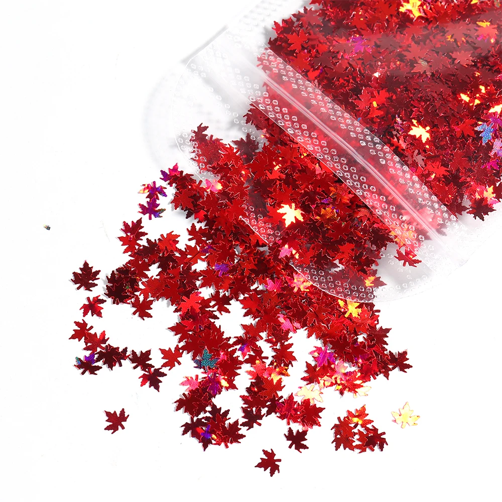 

1pack Maple Leaves Flakes Nail Art Sequins Fall Leaf Holographic Golden Spangles Glitter Polish Gel 3D Manicure Decor GLDZS44-53