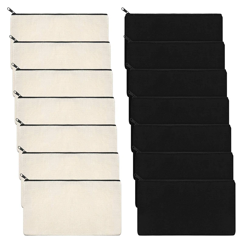 14 шт. сумки для макияжа из холста на молнии чехол-карандаш пустые DIY рукоделия