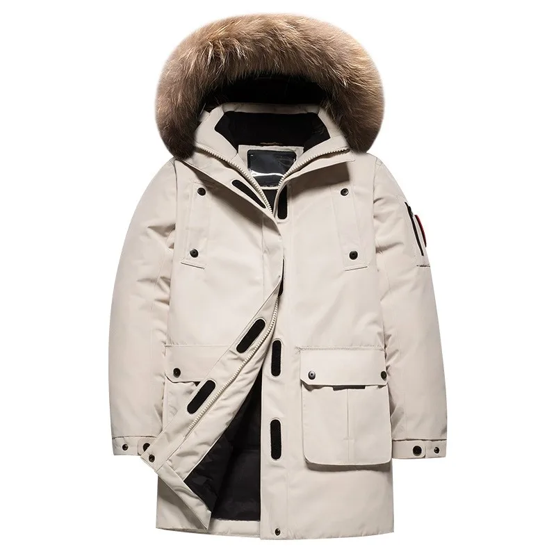 Men's Down Jacket Unisex Thick Warm Waterproof Coat Faux Fur Hooded Parka High Quality Windproof Outwear Male Winter Clothes