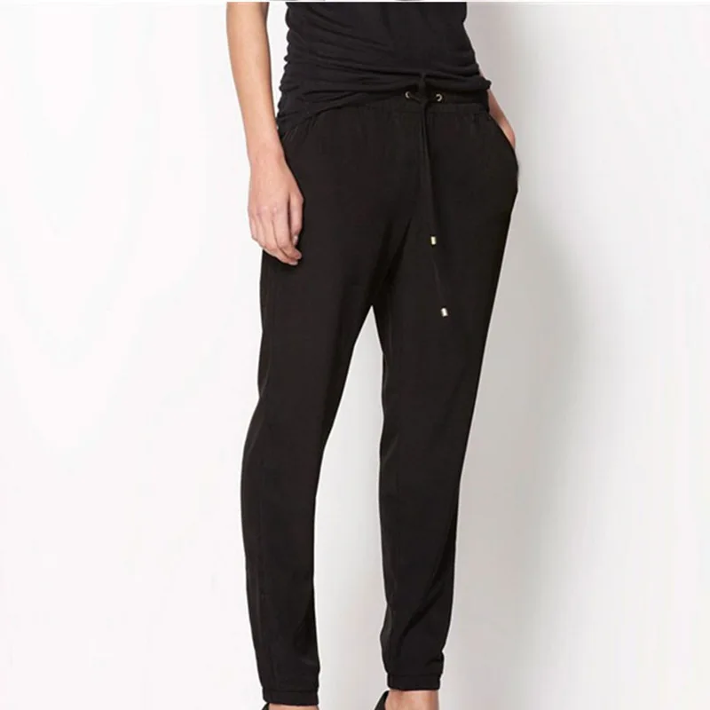 Женские повседневные шаровары свободные брюки женские эластичные с высокой