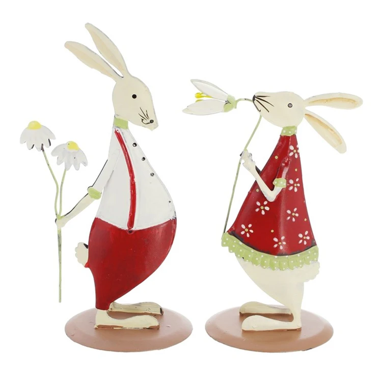

American iron art lovers rabbit gardening potted plant ornaments cute rabbit children's room window decoration home decoration