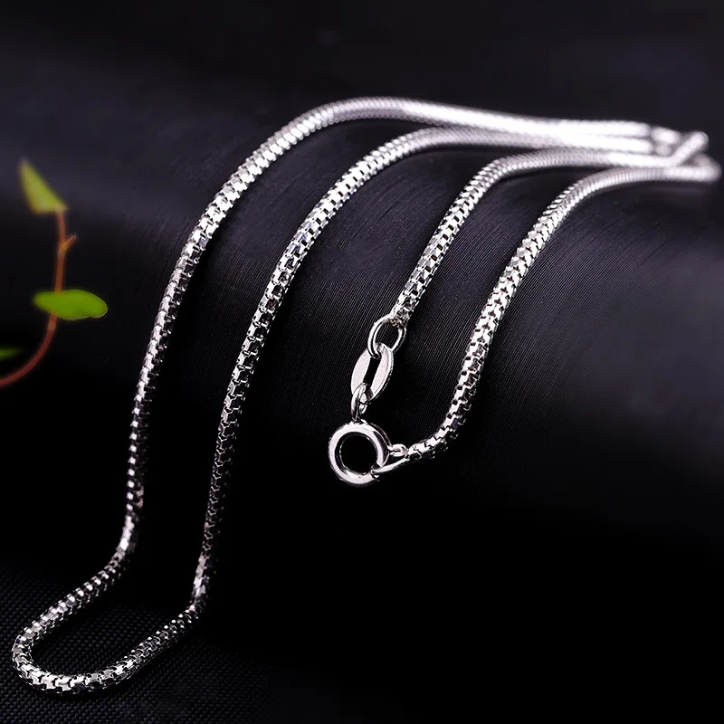 BOCAI New Fashion 925 Silver Woman Necklace solid S925 pure Silver Jewelry 1.6mm Female necklace