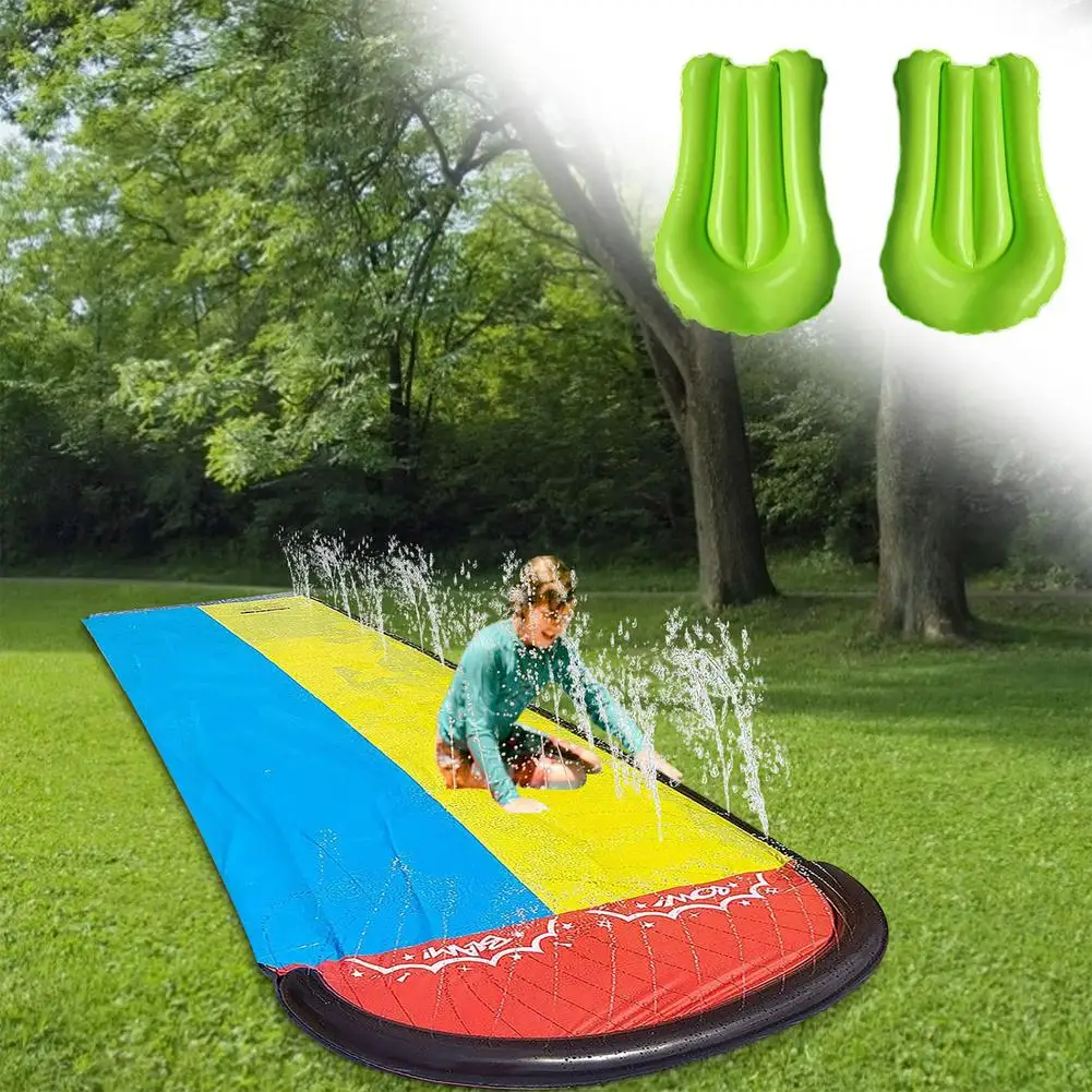 

Kid Lawn Water Slide Double Lane Water Splash Slide Summer Backyard Outdoor Garden Lawn Water Slide Spray Summer Water Games Toy