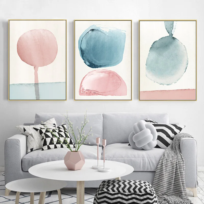 

Акварельный постер на холсте, абстрактная картина, Настенная картина в скандинавском стиле, украшение для дома, гостиной