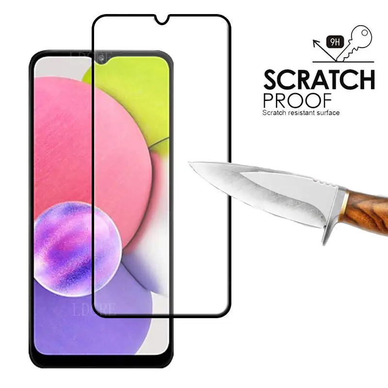 Protector de pantalla de cristal templado para Samsung Galaxy A03S, cristal de cobertura completa para Samsung A03S-2