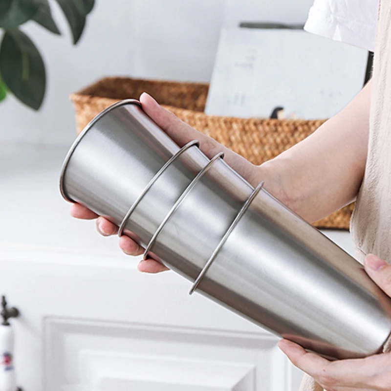 

350ML/500ML Stainless Steel Cold Drink Cup Beer Milk Tea Cup Tea Restaurant Metal Cup Single Layer Camping Cup, 4PCS