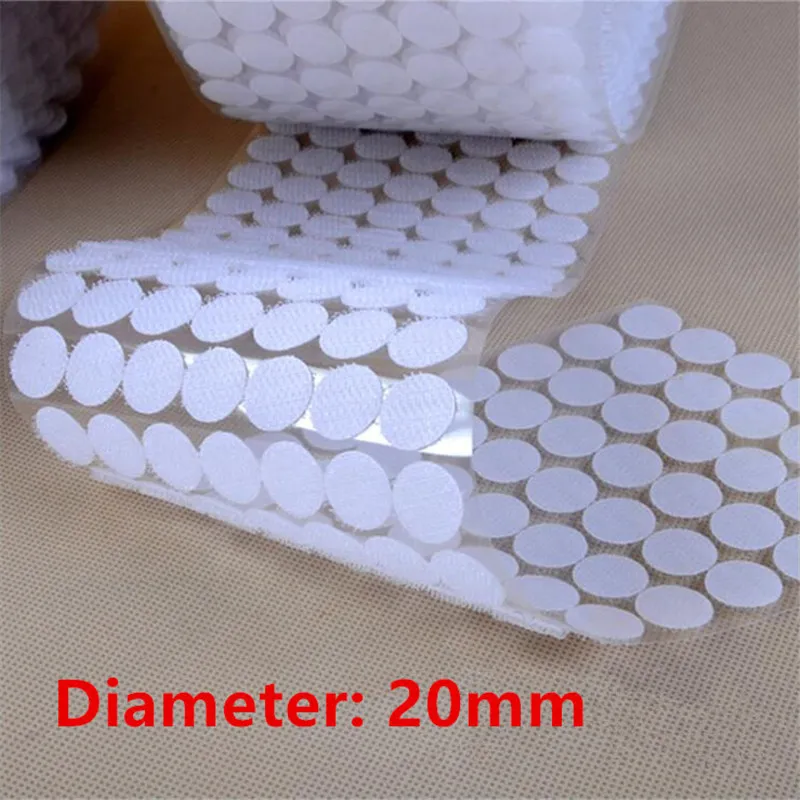 White 20mm 50 пар нейлона крючков и петель Стикеры сильный самоклеющиеся в круглый горошек клей на наклейки для домашнего использования Шторы крепежа - Цвет: White 20mm