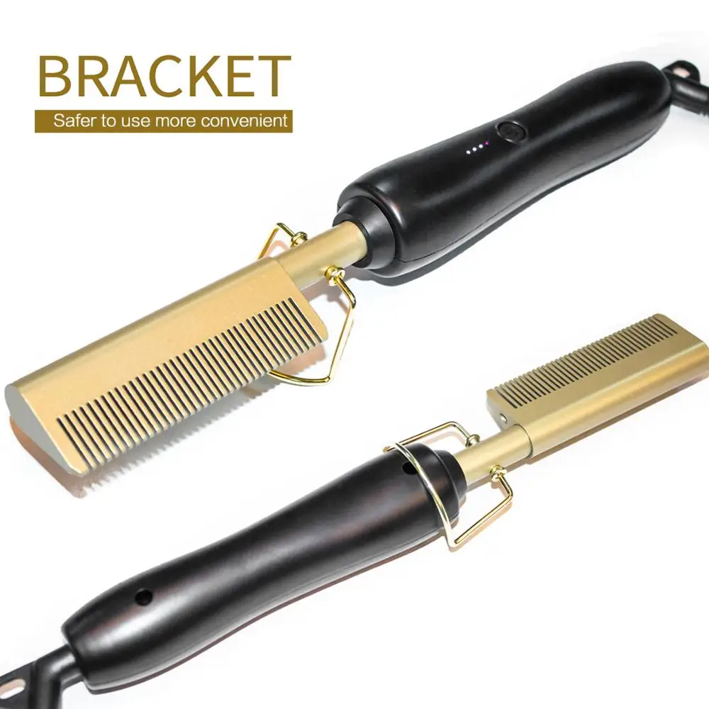 Горячий расчесыватель для выпрямления волос Wet and Dry с электрической щеткой для завивки из титанового сплава.