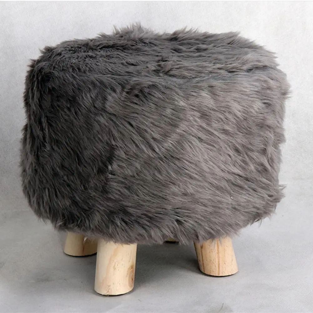 Модные пуф круглые плюшевые креативные твердые деревянные утолщенные табуреты