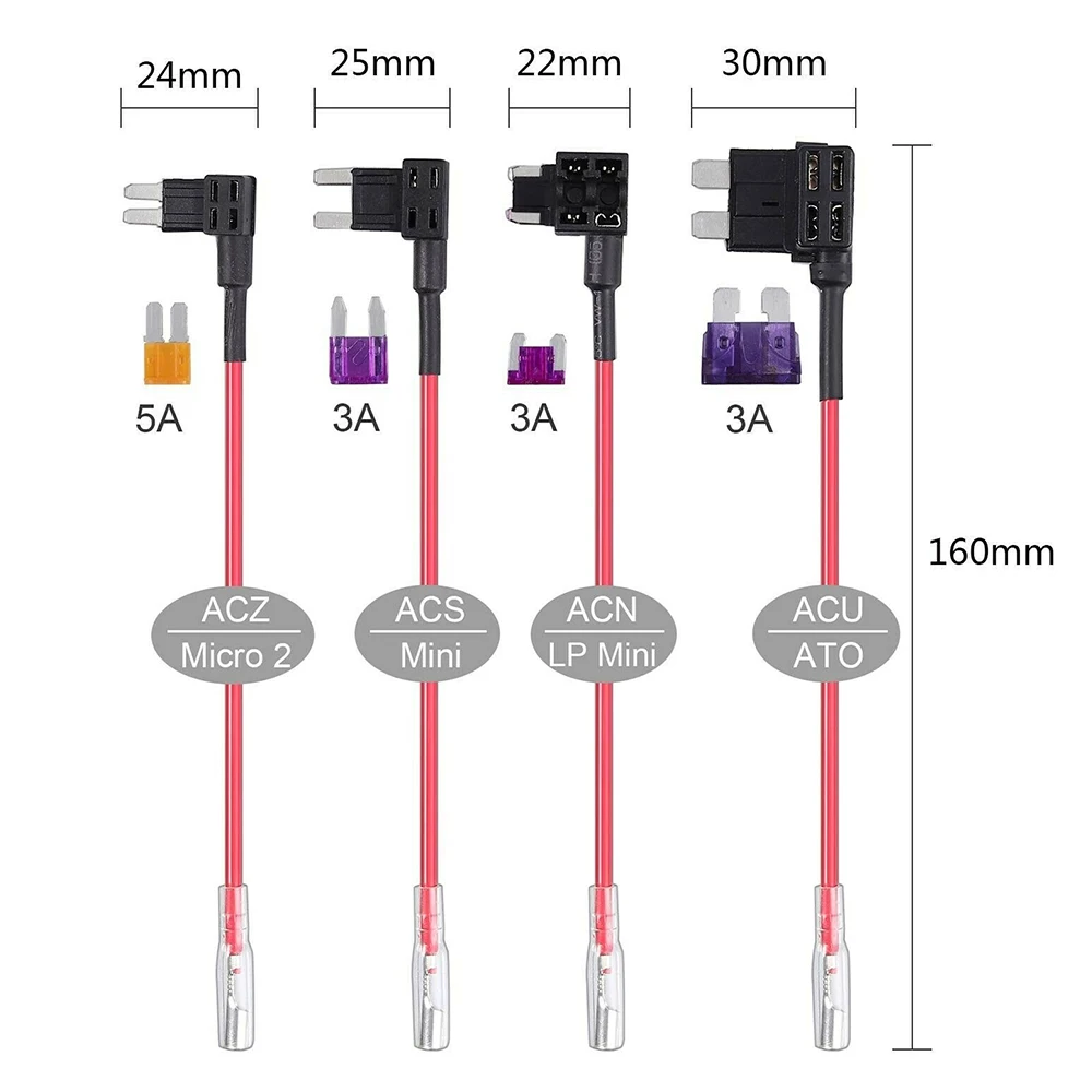 Универсальный жесткий Предохранитель 12 24 В Автомобильный регистратор