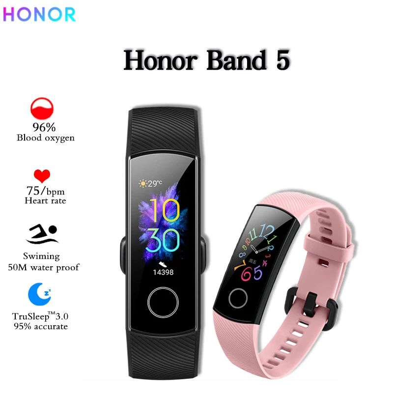 Оригинальный Смарт браслет Huawei Honor Band 5 0 95 дюйма смарт трекер для плавания
