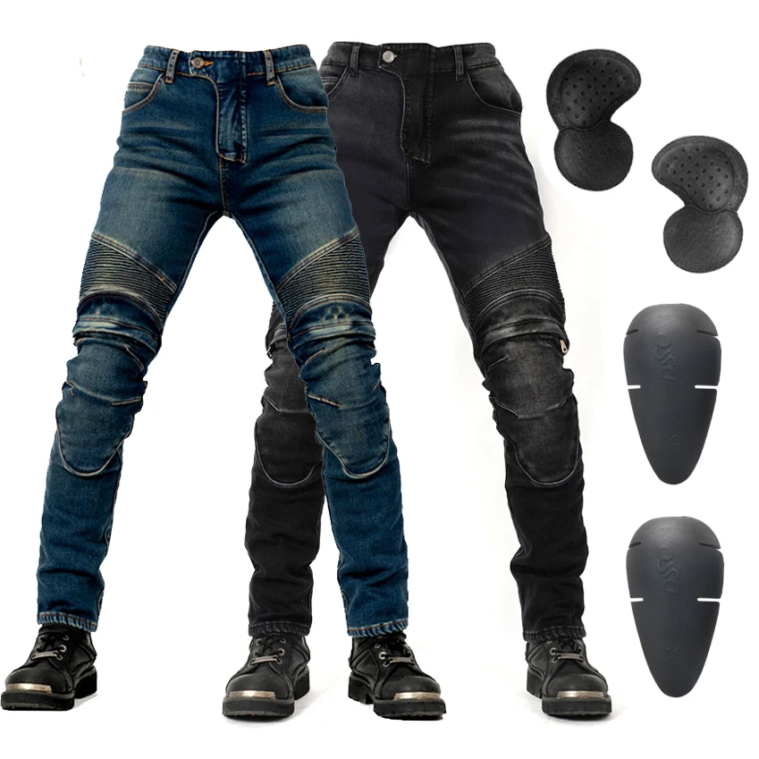 

Зимние мотоциклетные джинсы на каждый день для мужчин мотокросса и коленные защитные; Теплый непродуваемый зимний плюс бархатный материал ...
