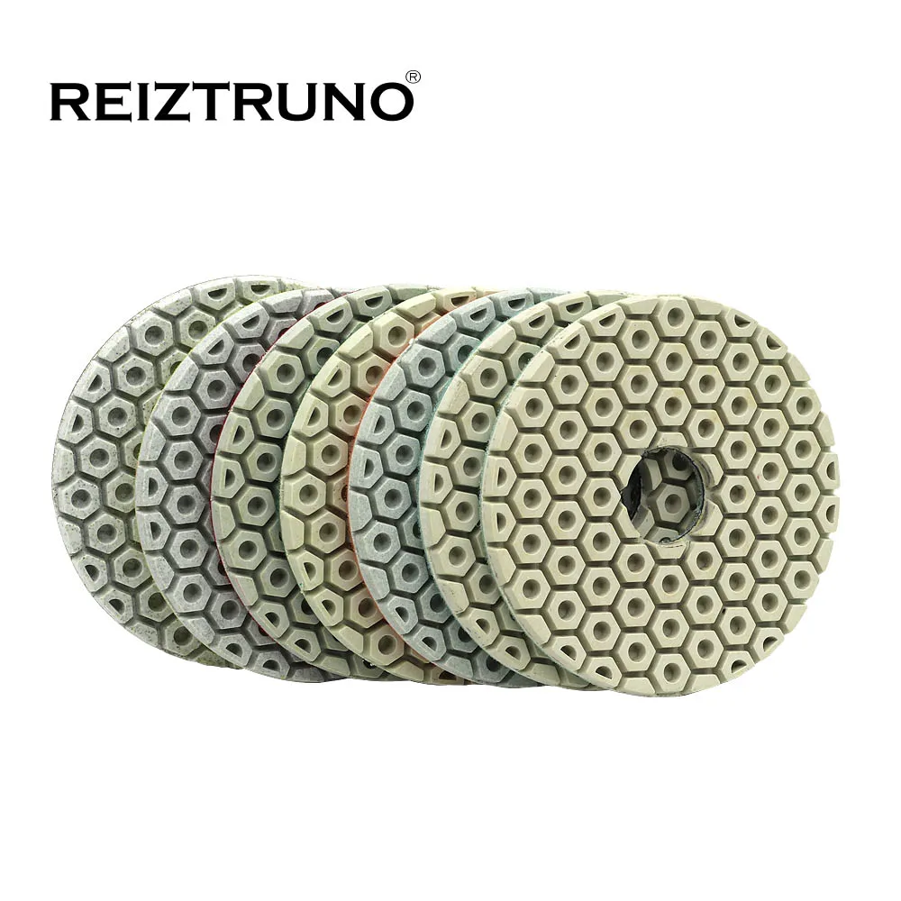 

Reiztruno 4 inch Grinding wheel 100mm Flexible Polishing Pads for stone and concrete,Thickness 4 mm,wet or dry use,7pcs