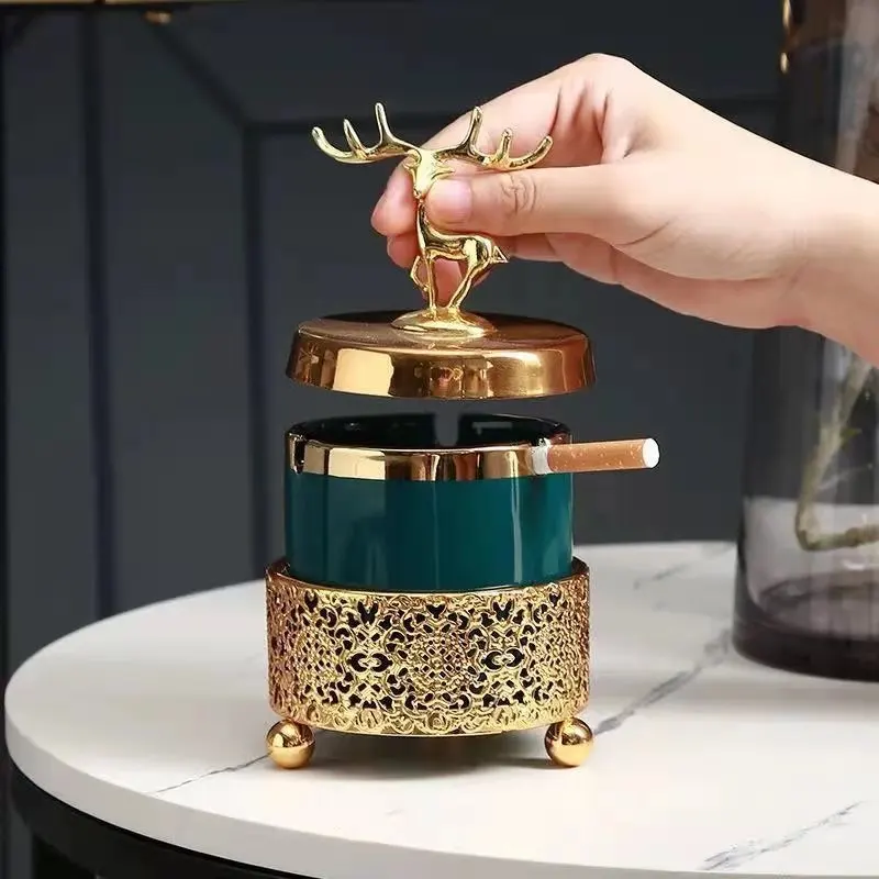 

Nordic living room coffee table cigarette smoking accessories family ashtray modern light luxury new windproof ashtray cenicero