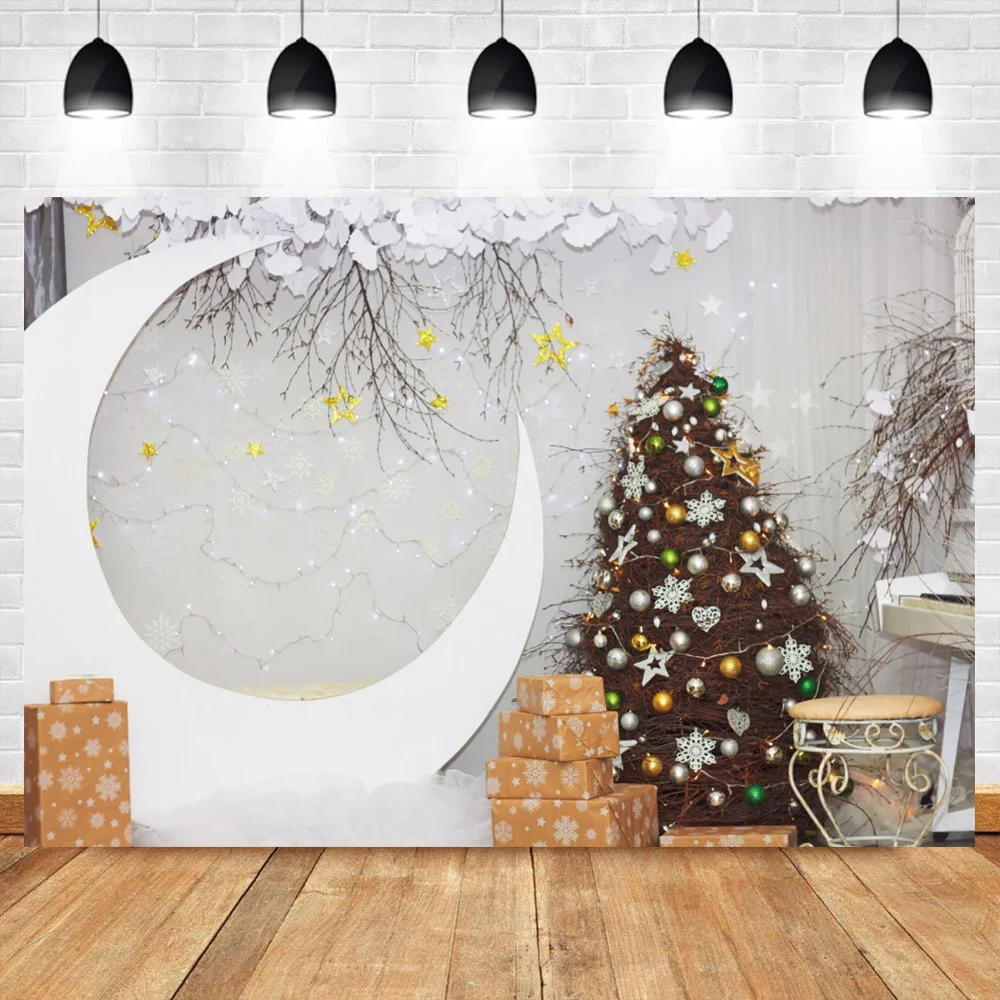 

Laeacco Christmas Tree Photo Backdrop Interior Scenic Gifts Family Child Portrait Photography Background For Photocall Poster