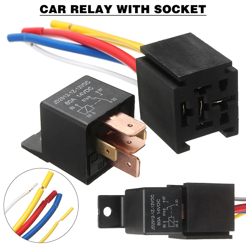 

1PC Waterproof 12V 80A 5Pin DC AMP SPDT Car Relay + Practical Socket Car Starter Automotive Relay Universal Mayitr