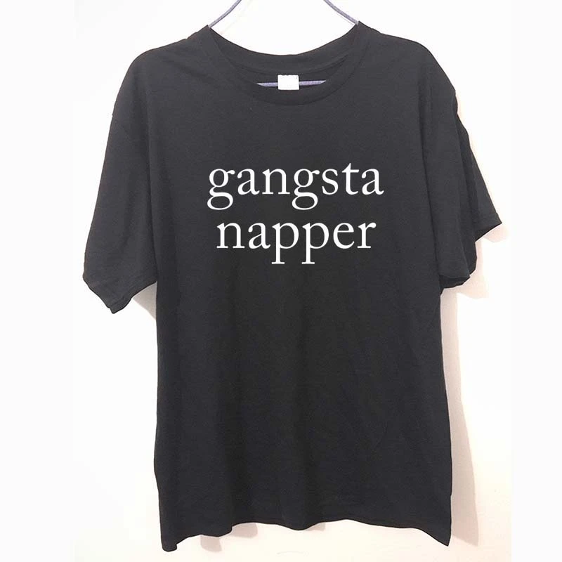 Женская и мужская футболка с буквенным принтом gangsta napper унисекс Camisetas Masculinas Camisa