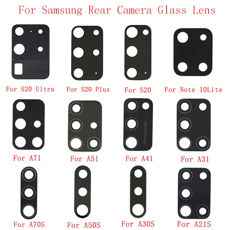 

2Pcs Back Rear Camera Lens Glass Replacement For Samsung S20 S20Plus S20Ultra Note 10Lite A71 A51 A41 A31 A70S A50S A30S parts