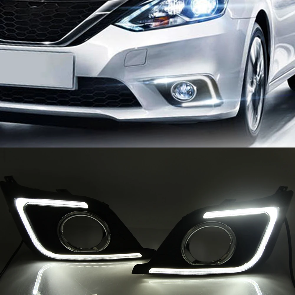 1 комплект автомобильных мигающих дневных ходовых огней для Nissan Sentra Sylphy 2016