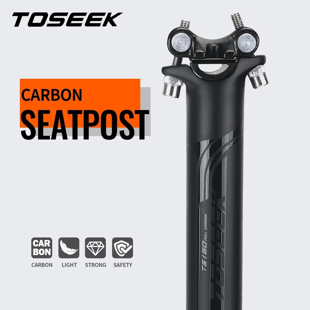 

TOSEEK Black Matte Carbon Fiber Seatpost Bicycle MTB Road Bike Seat Post Cycling Parts 27.2/30.8/31.6*350/400mm