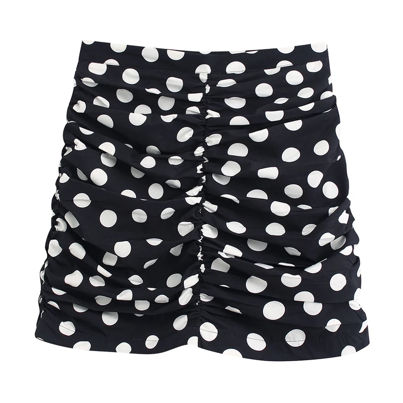 Винтажная юбка в горошек с принтом женские модные тонкие драпированные юбки элегантные мини трапециевидной