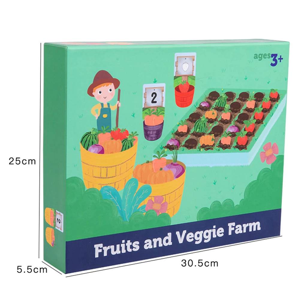 

1 Set Kids Farm Fruit Vegetables Planting Color Cognitive Set Wooden Baby Enlightenment Education Montessori Toy