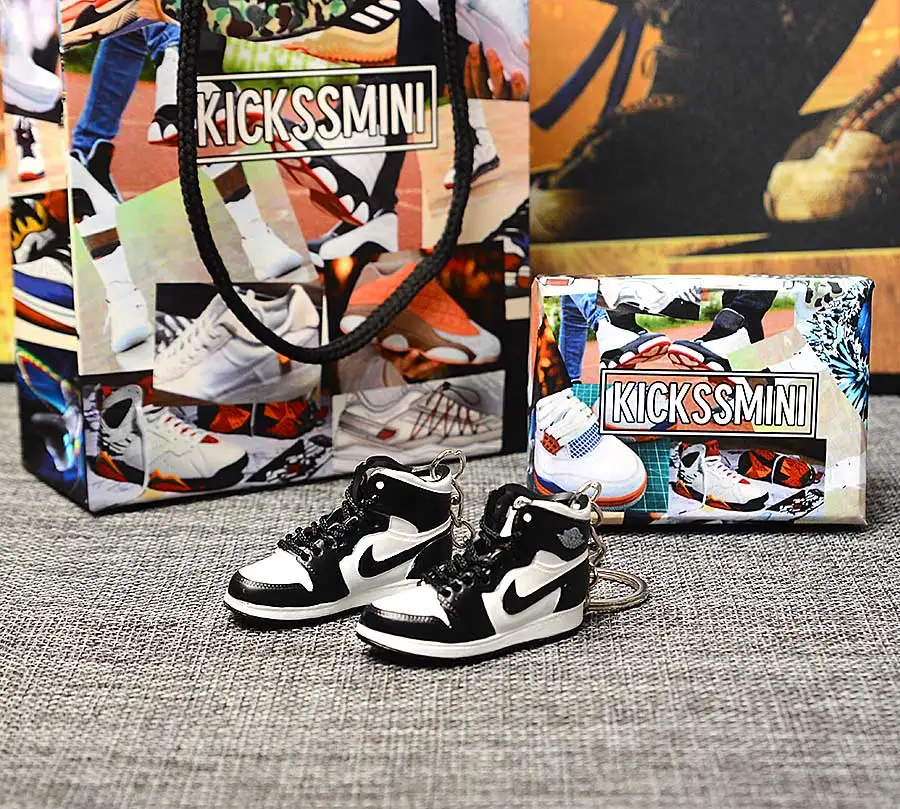 a pair w metal ring Персональный DIY Jordan Generation AIR JORDAN 1 chicago 3D кроссовок фигурный брелок сумка Подвеска парный брелок - Цвет: a pair w metal ring