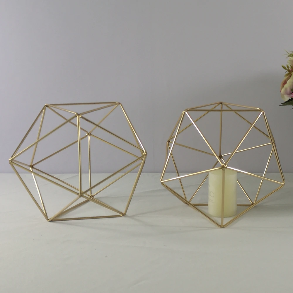 IMUWEN Gold Geometric stands Centerpieces 25CM Table Wedding Party Hotel Decoration Home Accessories images - 6