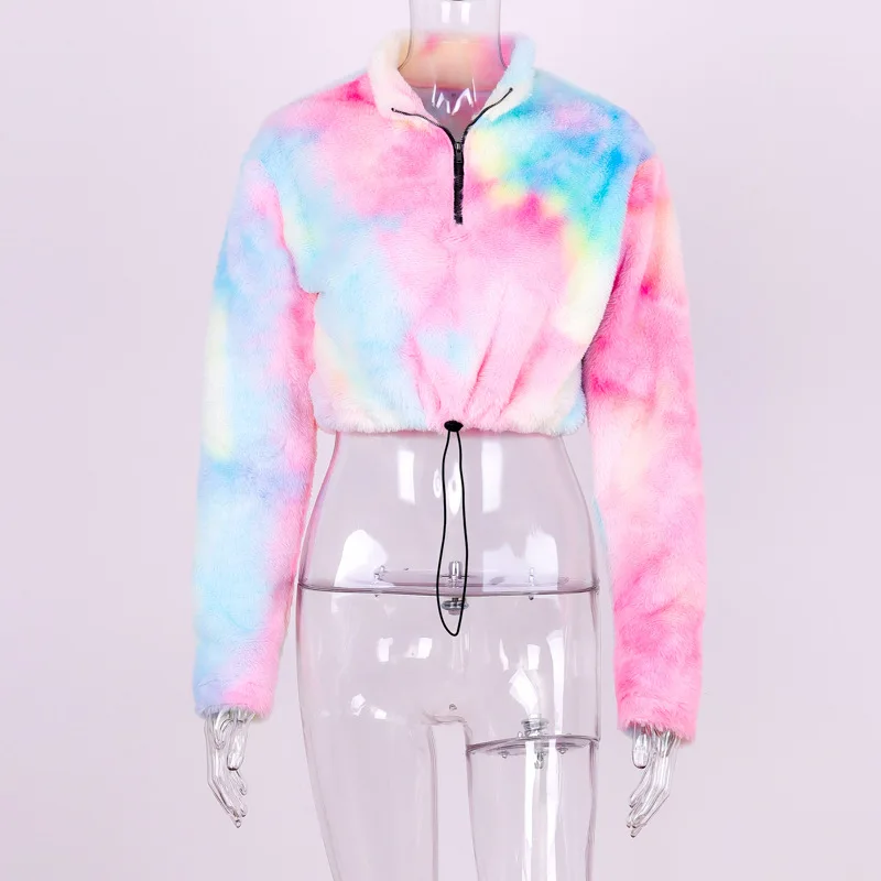

Lamb Hair Zipper Jacket Women Casual High Neck Sexy Coat Women New Autumn Winter Fashion Solid Sweatshirt Ladies Jackets Womens