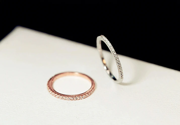 Розовое золото цвет Высокое качество Блестящий 6 мм 0.75ct циркония микро проложили женские свадебные 2 шт. кольца наборы рождественские подарки оптом