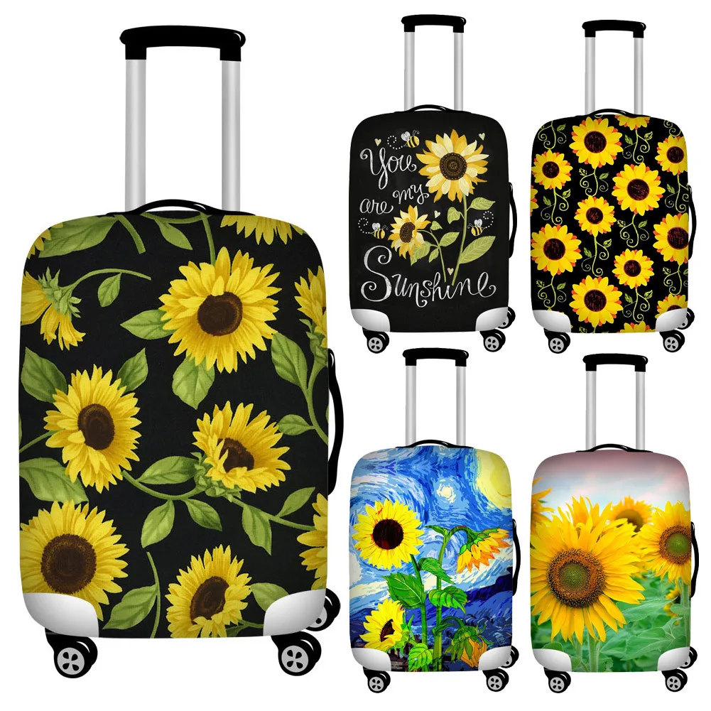 

Sunflower Print Travel Luggage Covers Stretch Fabric Suitcase Cover for 18''-32'' Trunk Case Protection Travel Accessories