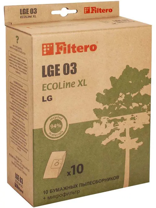 Filtero LGE 03 ECOLine XL Мешки - пылесборники для пылесосов LG бумажные (комплект:10 штук +