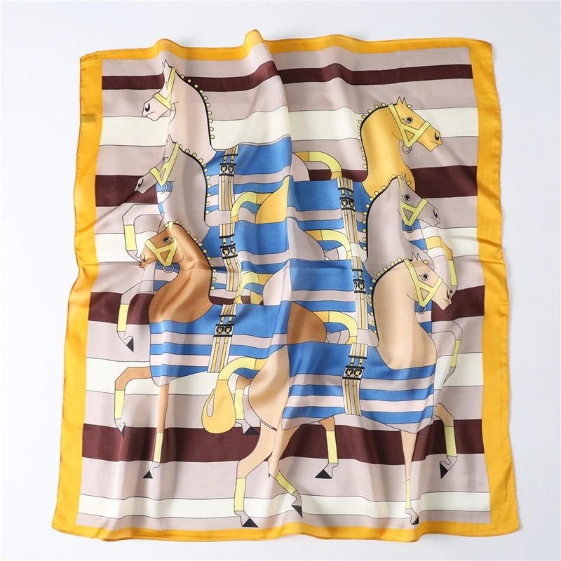 

Luxe Paard Sjaal Vrouwen Zijden Vierkante Hals Haar Sjaals Voor Dames Print Foulard Halsdoek Bandana Sjaals En Wraps