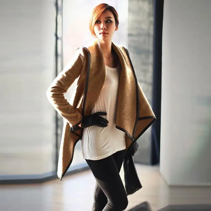 Новинка стильная женская куртка с длинным рукавом пальто водолазка теплая