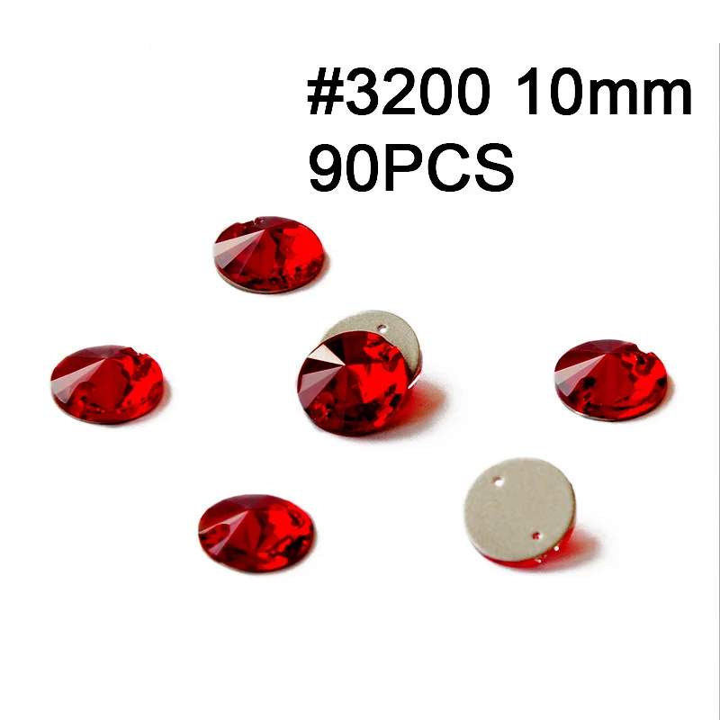 Rivoli 10mm 90pcs Красные стразы Rivoli Cosmic Siam в форме капли, пришивные стразы с плоской задней стороной, стеклянные кристаллы, швейные Стразы для одежды - Цвет: Rivoli 10mm 90pcs