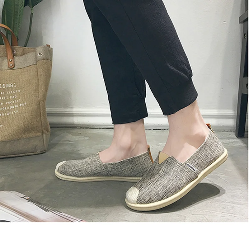 

Мужские дышащие туфли на плоской подошве, легкие Нескользящие кроссовки из конопли, повседневная спортивная обувь для весны и осени, Корейс...