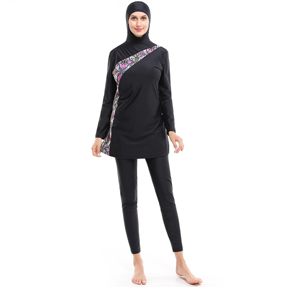 

Burkini Muslim Swimsuits Islamic Woman Borkini Black Conservative Beach Swimwear Long Sleeve Swim Hijab Big Size Swimming Suit