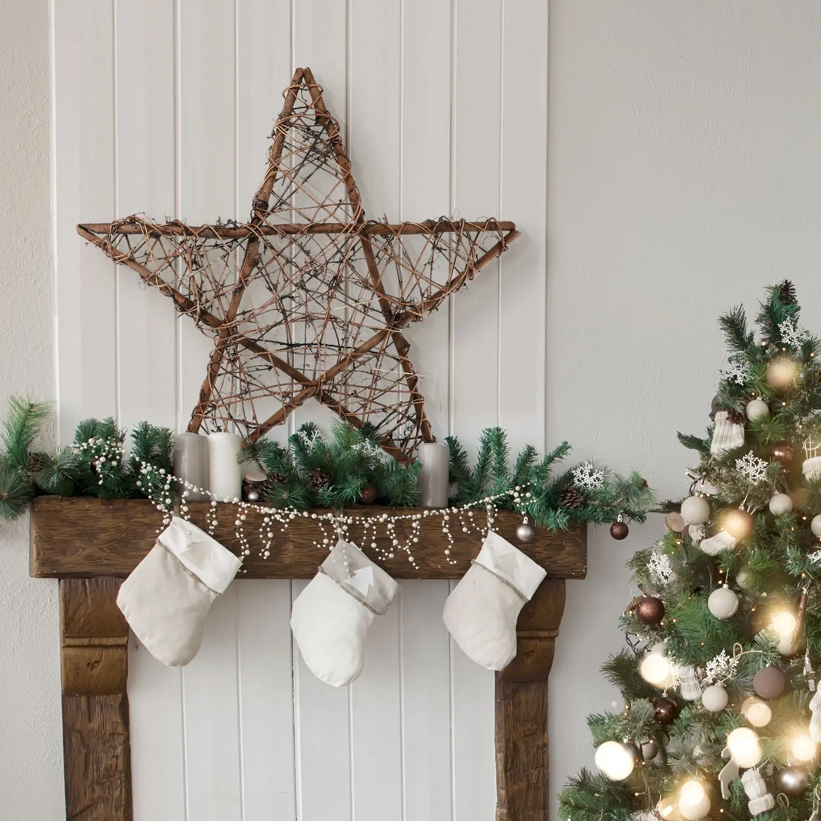 

SOIMISS Christmas Rattan Star Decorative Rustic Star Decoration for Home Shop Party