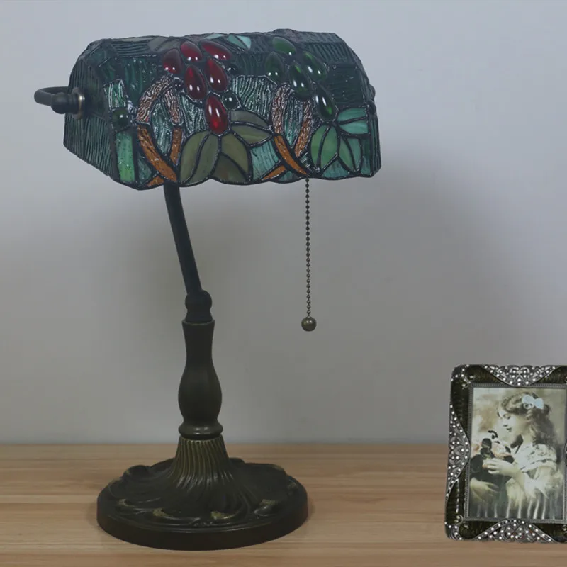 

Tiffany Desk Lamp Bedroom Bedside Retro Nostalgic Luxury Bank Lamp Bar Desk Creative Lamp