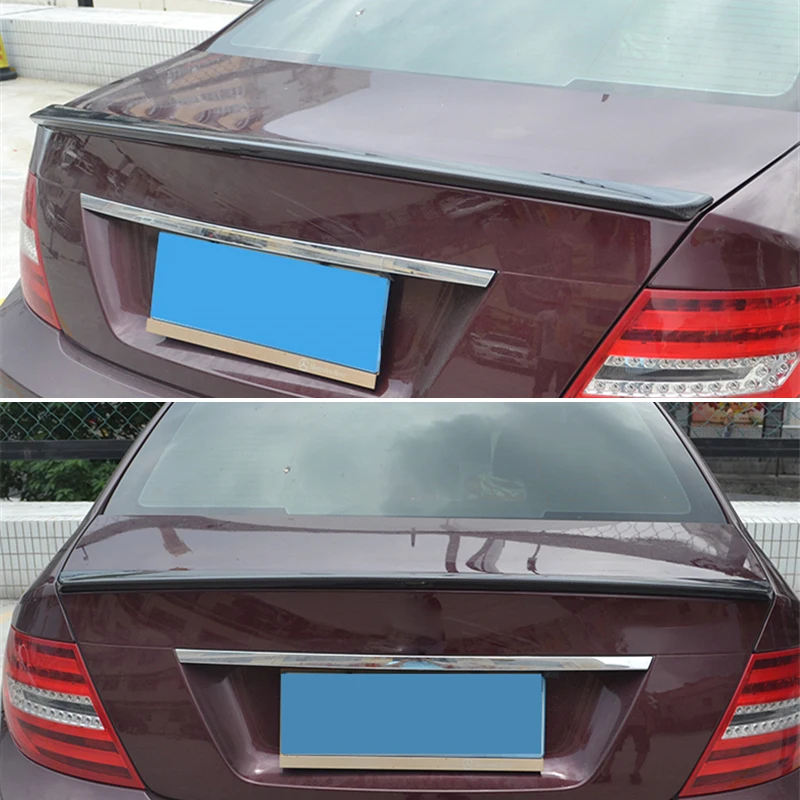 Используйте для Benz C Class W204 Coupe спойлер 2007 2014 года Черный AMG Настоящее углеродное