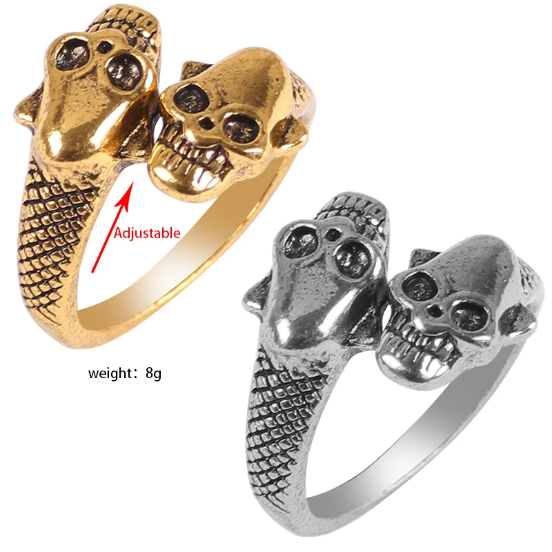 

Personality Domineering Men's Ring Punk Style Skull Shape Opening Adjustable Stainless Steel Fashion Men And Women Jewelry Gift