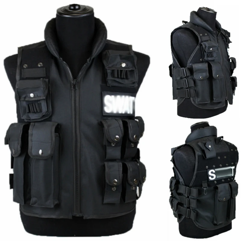 

Men Tactical Vest 11 Pockets Hunting Vest CS Waistcoat swat Protective Modular Security Vest For Outdoor Military Training