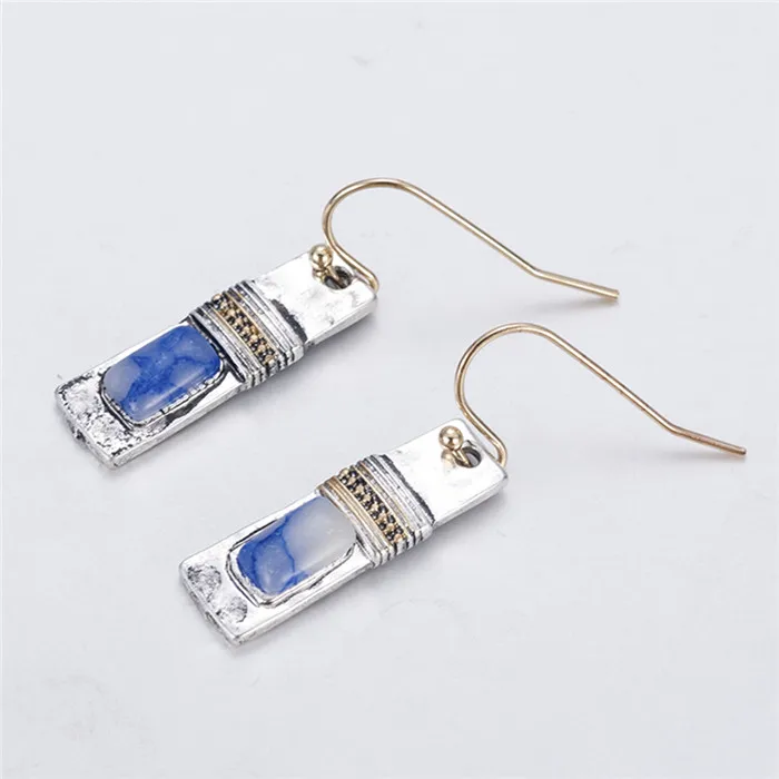 ED318 Новинка, винтажные этнические висячие серьги с ушками для женщин, женские свадебные вечерние ювелирные украшения с камнями, украшения, аксессуары - Окраска металла: ED318