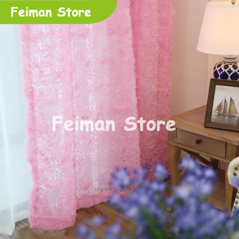 Простой современный объемная Роза вышитый тюль пряжи маленькие свежие